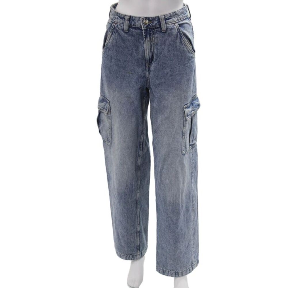 Divided Unisex Wide Leg Blue Cotton Jeans Mid Rise Size 2